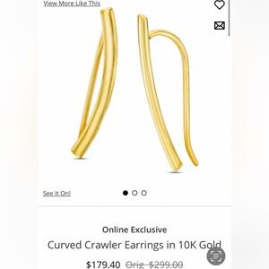 Gold Curved Crawler Earrings